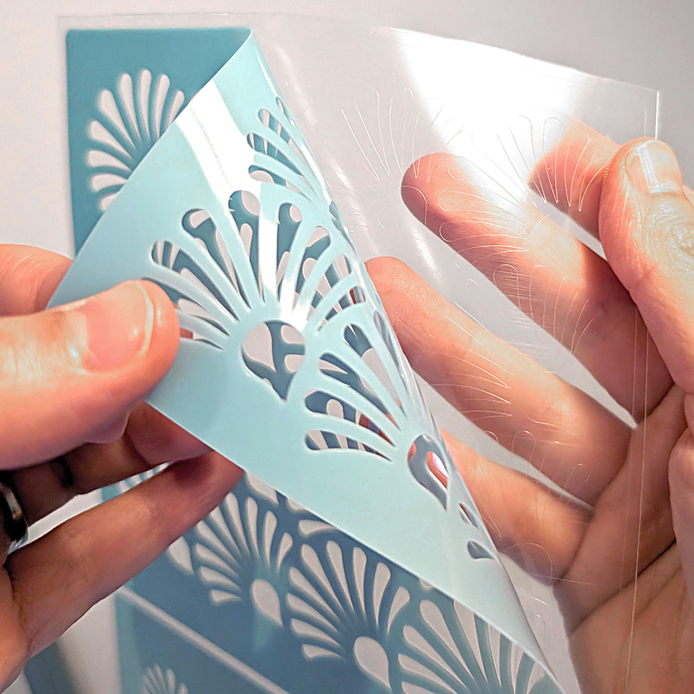 Reusable Stencil - Professional Quality - Abstract Damask Background - Made in the UK - Low Adhesive - Blue Vinyl Material for Cardmaking, Canvas, Paper, Interior Decor, Layering