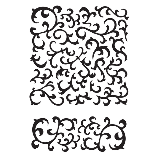 Reusable Stencil - Professional Quality - Abstract Damask Background - Made in the UK - Food Safe Non Adhesive - White Laser Cut PET Material for Cakes, Cookies, Coffees, Serving Plates