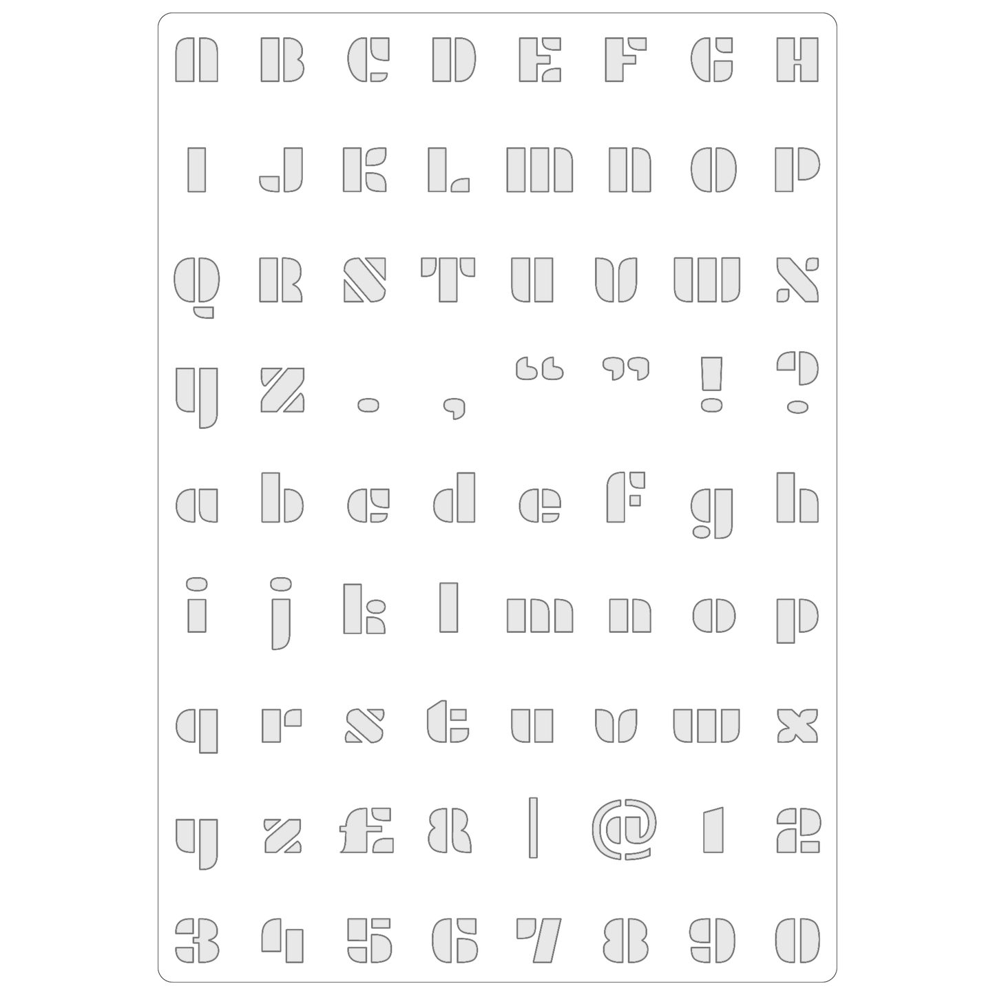 Reusable Stencil - Professional Quality - Alphabet - Block Retro - Made in the UK - Food Safe Non Adhesive - White Laser Cut PET Material for Cakes, Cookies, Coffees, Serving Plates