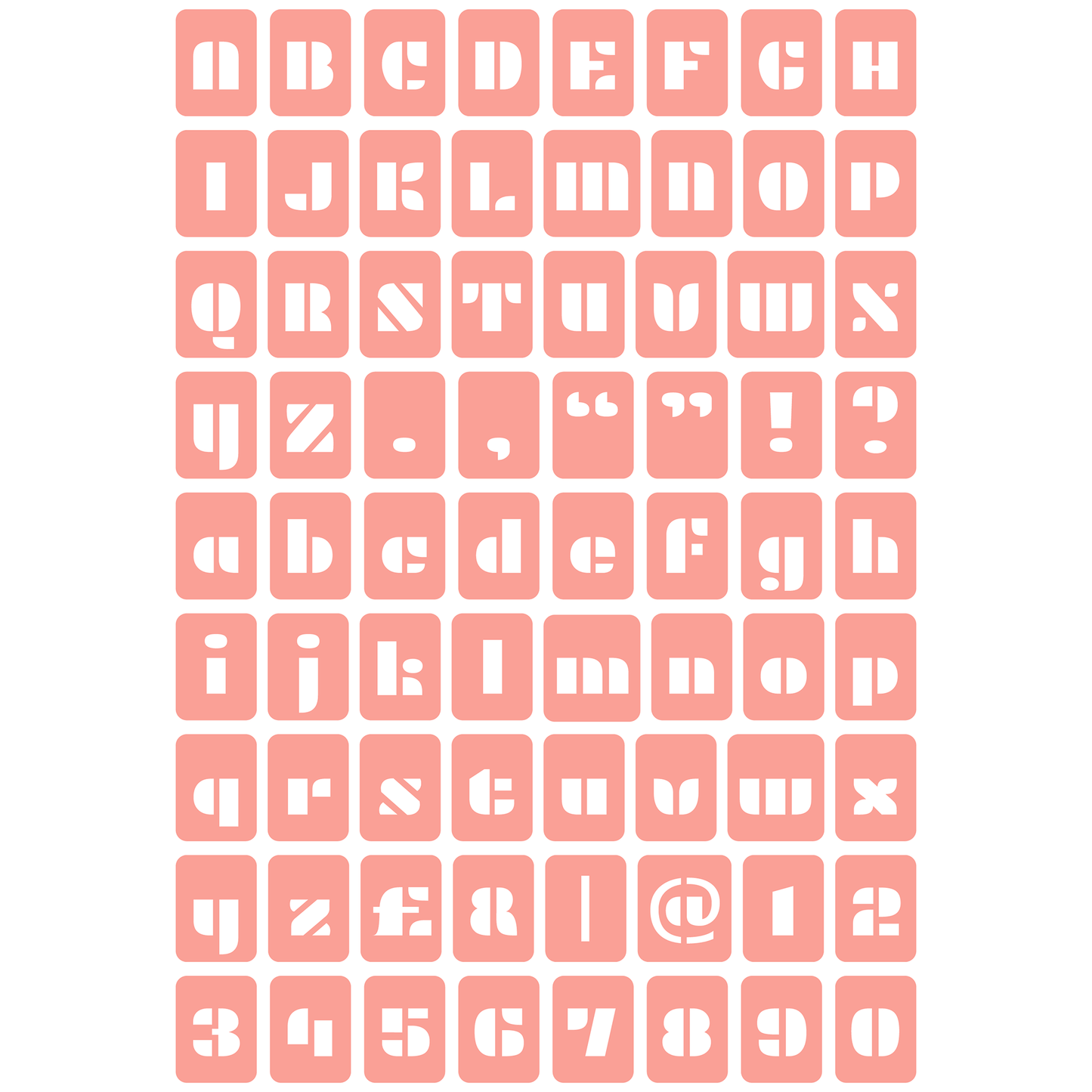 Reusable Stencil - Professional Quality - Alphabet - Block Retro - Made in the UK - High Adhesive - Pink Vinyl Material for Glass, Mirrors, Bottles, Tiles, Wood