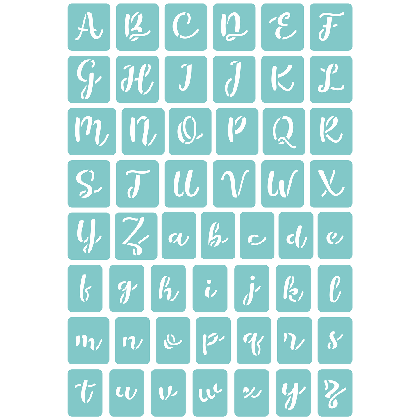 Reusable Stencil - Professional Quality - Alphabet - Fun Script - Made in the UK - Low Adhesive - Blue Vinyl Material for Cardmaking, Canvas, Paper, Interior Decor, Layering