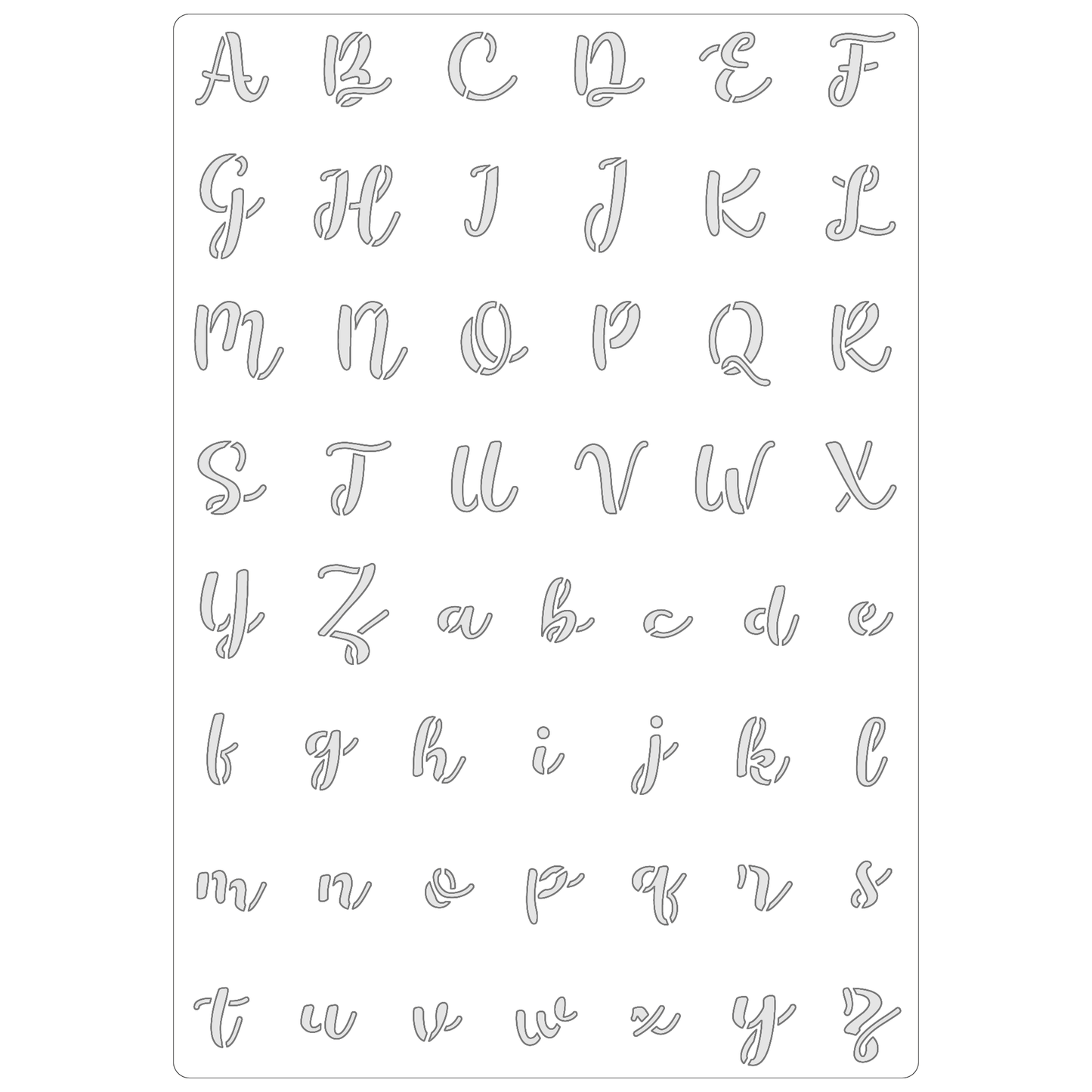 Reusable Stencil - Professional Quality - Alphabet - Fun Script - Made in the UK - Food Safe Non Adhesive - White Laser Cut PET Material for Cakes, Cookies, Coffees, Serving Plates