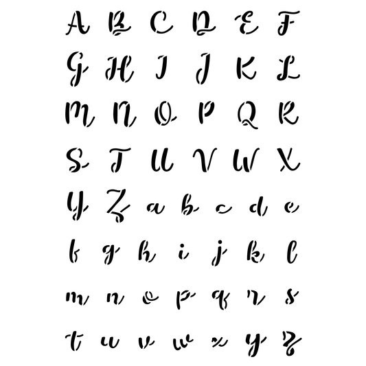Reusable Stencil - Professional Quality - Alphabet - Fun Script - Made in the UK - High Adhesive - Pink Vinyl Material for Glass, Mirrors, Bottles, Tiles, Wood
