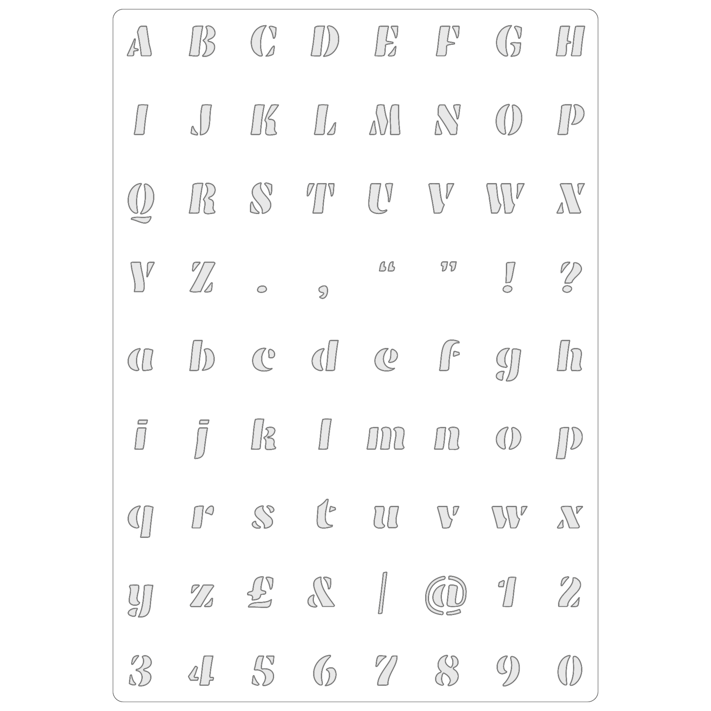 Reusable Stencil - Professional Quality - Alphabet - Soft Bold Italic - Made in the UK - Food Safe Non Adhesive - White Laser Cut PET Material for Cakes, Cookies, Coffees, Serving Plates