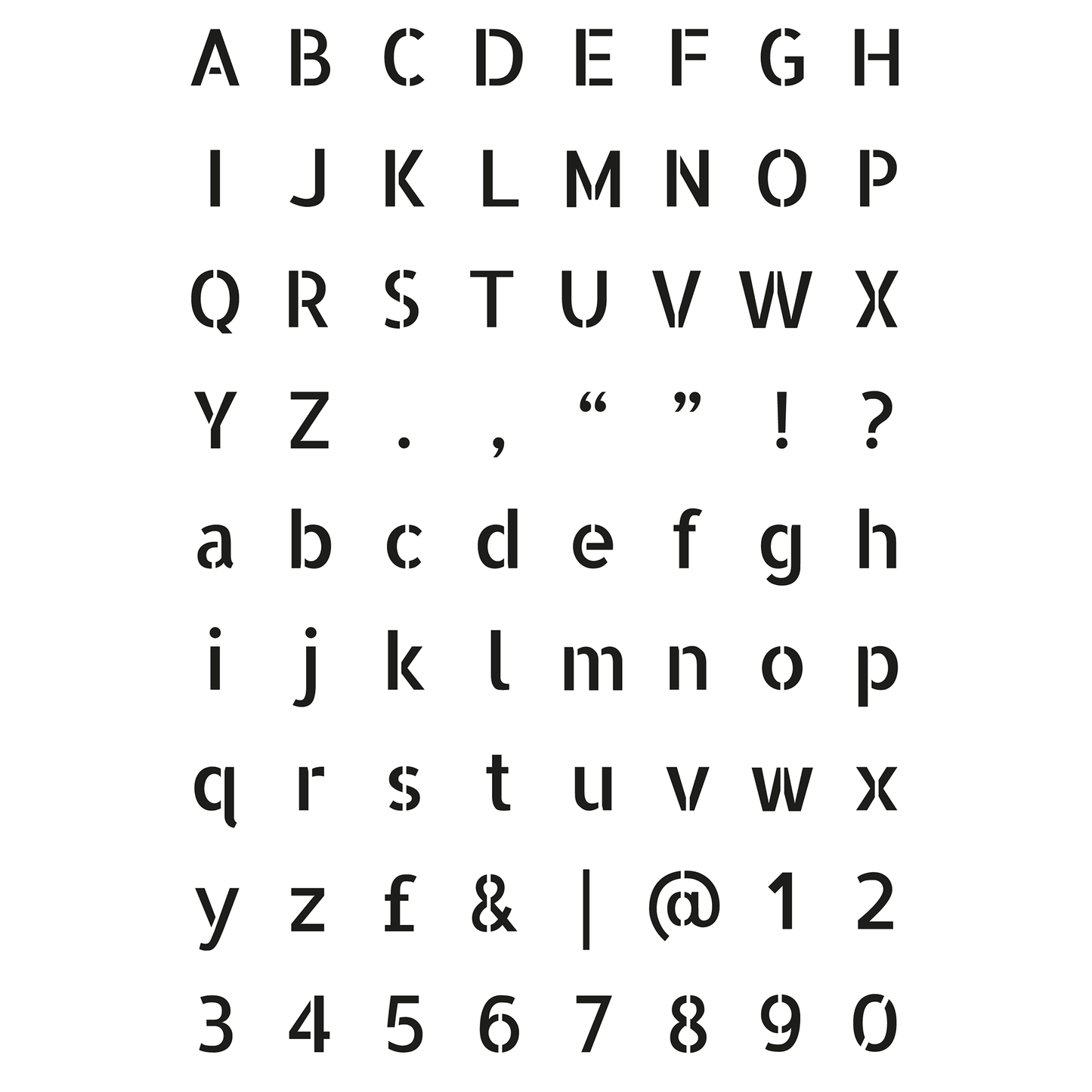 Reusable Stencil - Professional Quality - Alphabet Vertical Sans Serif - Made in the UK - High Adhesive - Pink Vinyl Material for Glass, Mirrors, Bottles, Tiles, Wood