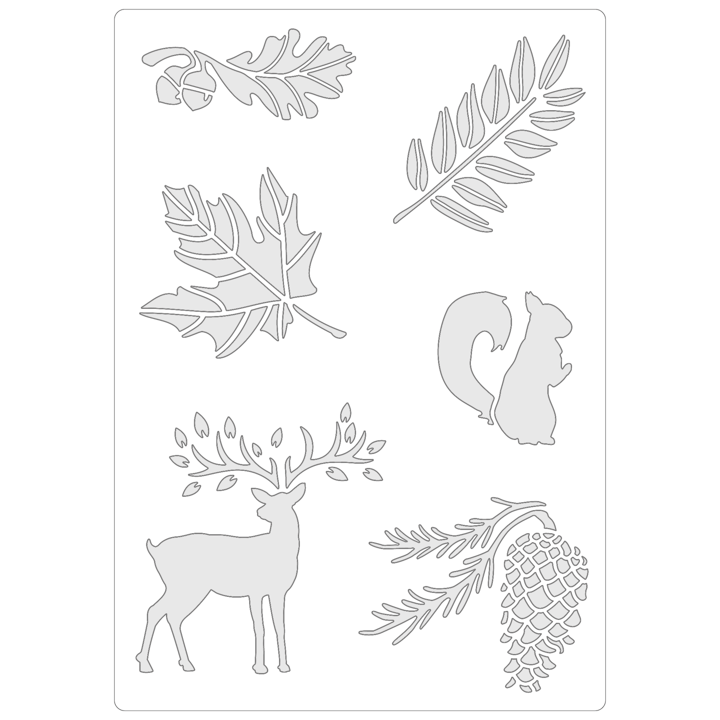 Reusable Stencil - Professional Quality - Autumn Forest - Made in the UK - Food Safe Non Adhesive - White Laser Cut PET Material for Cakes, Cookies, Coffees, Serving Plates