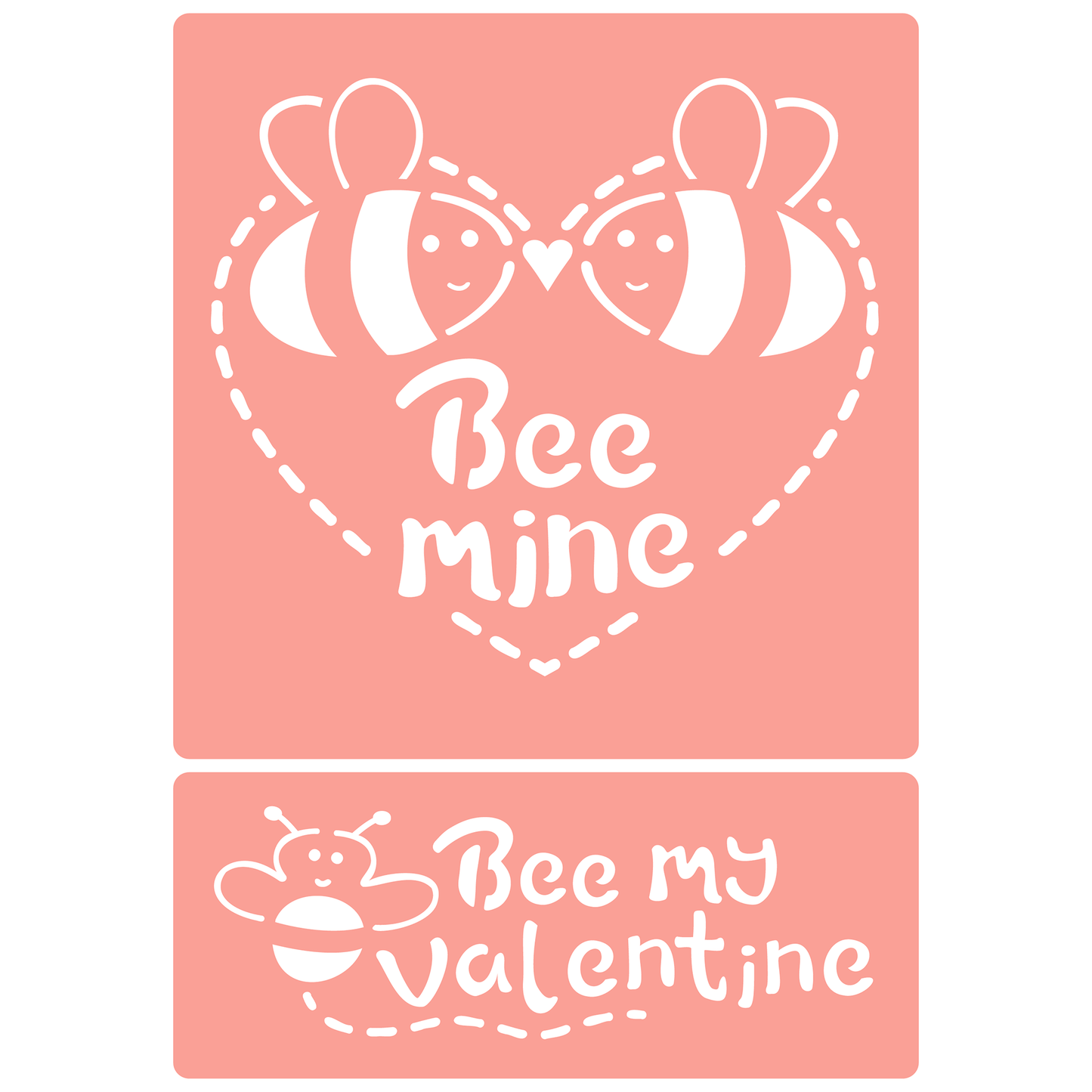 Reusable Stencil - Professional Quality - Bee My Valentine - Made in the UK - High Adhesive - Pink Vinyl Material for Glass, Mirrors, Bottles, Tiles, Wood