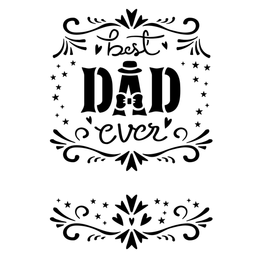 Reusable Stencil - Professional Quality - Best Dad Ever - Made in the UK - Food Safe Non Adhesive - White Laser Cut PET Material for Cakes, Cookies, Coffees, Serving Plates