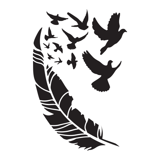 Reusable Stencil - Professional Quality - Birds Of A Feather - Made in the UK - Food Safe Non Adhesive - White Laser Cut PET Material for Cakes, Cookies, Coffees, Serving Plates