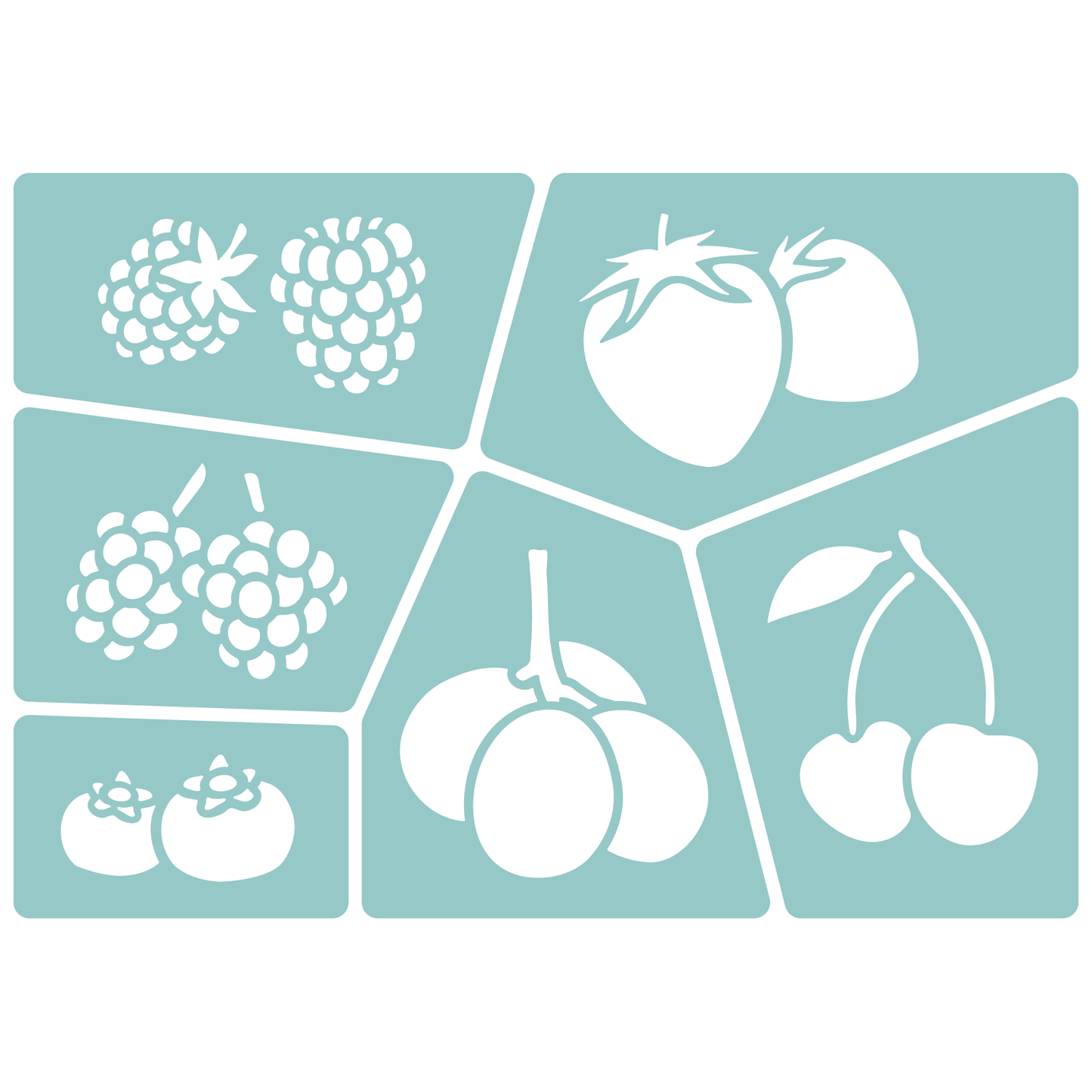Reusable Stencil - Professional Quality - Bold Berries - Made in the UK - Low Adhesive - Blue Vinyl Material for Cardmaking, Canvas, Paper, Interior Decor, Layering