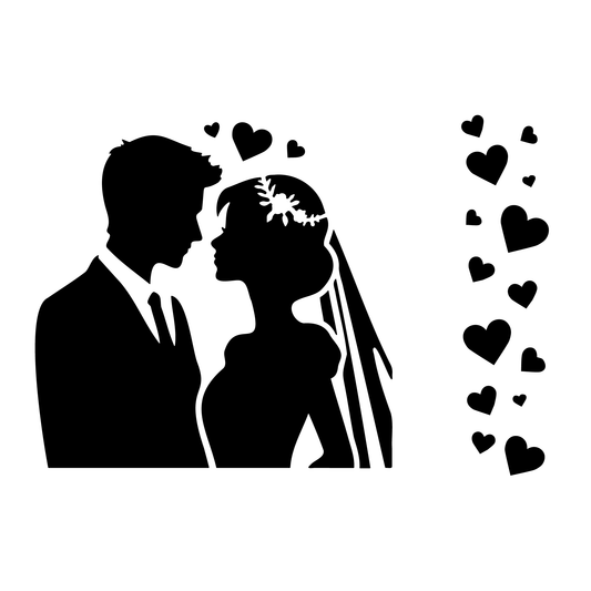 Reusable Stencil - Professional Quality - Bride & Groom #2 - Made in the UK - Food Safe Non Adhesive - White Laser Cut PET Material for Cakes, Cookies, Coffees, Serving Plates