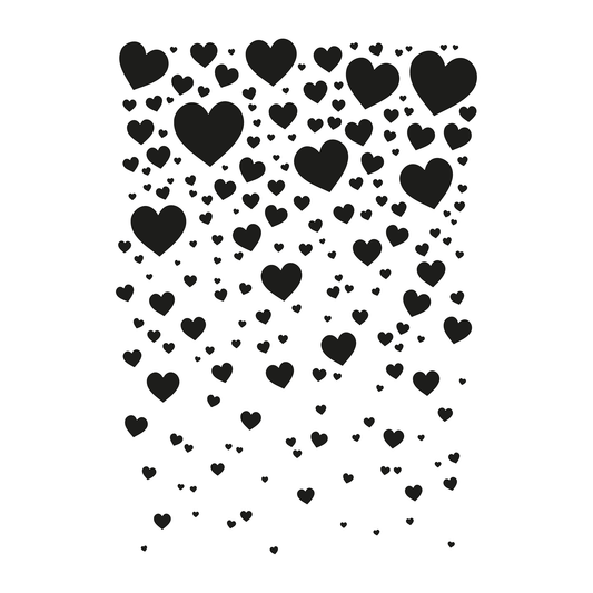 Reusable Stencil - Professional Quality - Bubbly Hearts - Made in the UK - Food Safe Non Adhesive - White Laser Cut PET Material for Cakes, Cookies, Coffees, Serving Plates