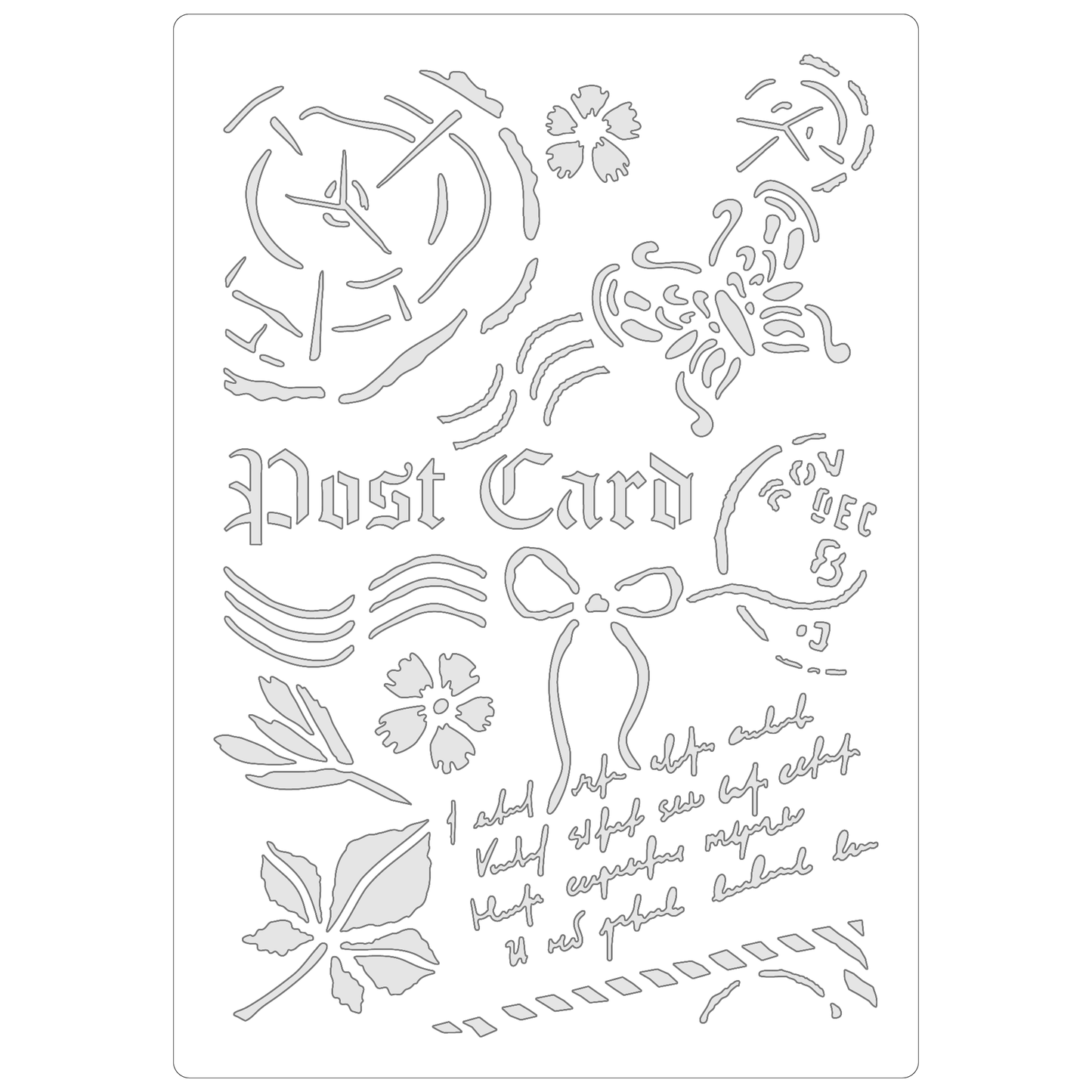 Reusable Stencil - Professional Quality - Butterfly Postcard - Made in the UK - Food Safe Non Adhesive - White Laser Cut PET Material for Cakes, Cookies, Coffees, Serving Plates