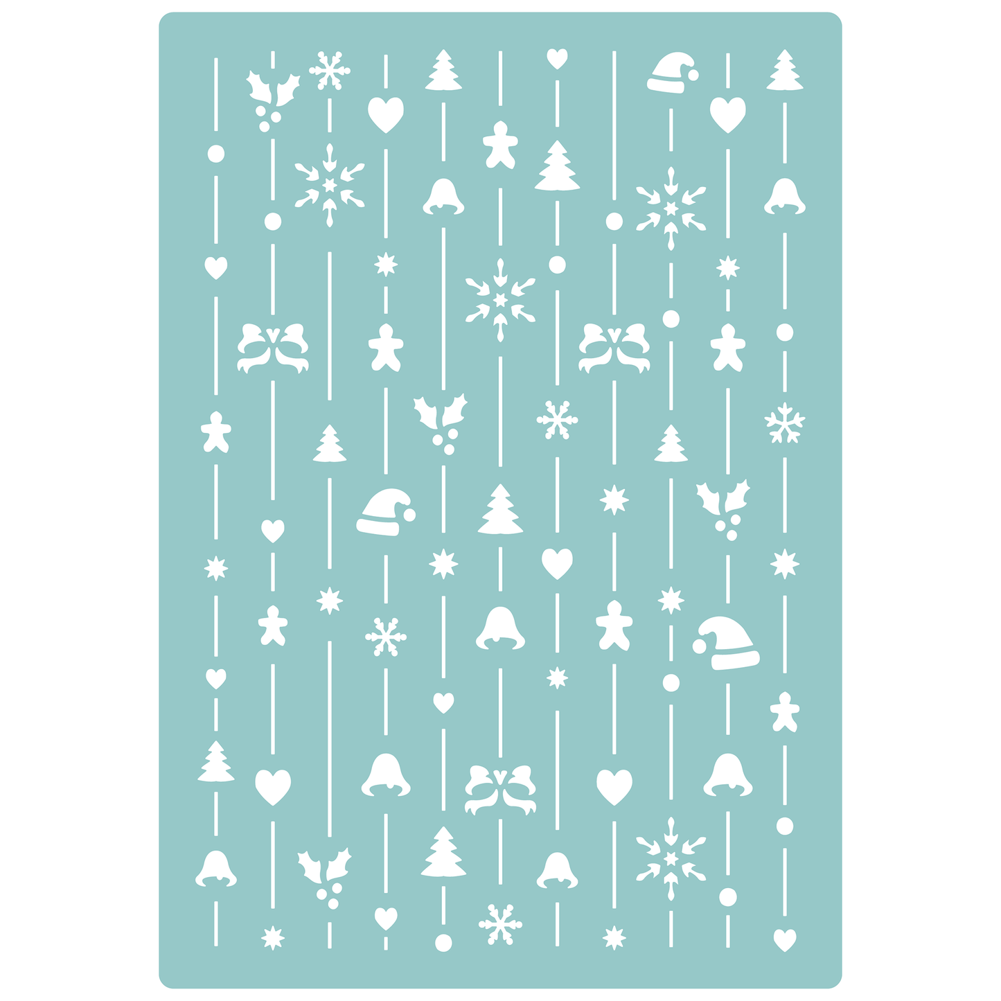 Reusable Stencil - Professional Quality - Christmas Background - Made in the UK - Low Adhesive - Blue Vinyl Material for Cardmaking, Canvas, Paper, Interior Decor, Layering