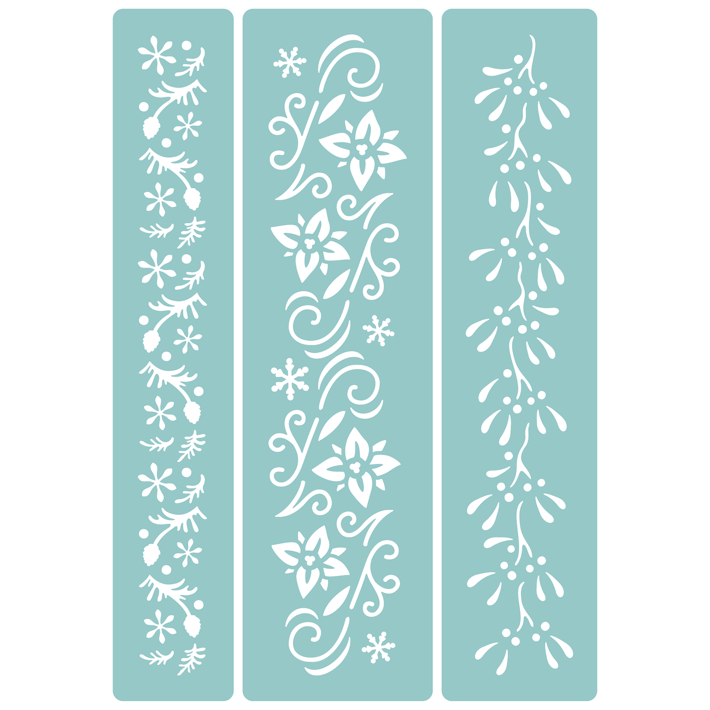 Reusable Stencil - Professional Quality - Christmas Borders #1 - Made in the UK - Low Adhesive - Blue Vinyl Material for Cardmaking, Canvas, Paper, Interior Decor, Layering