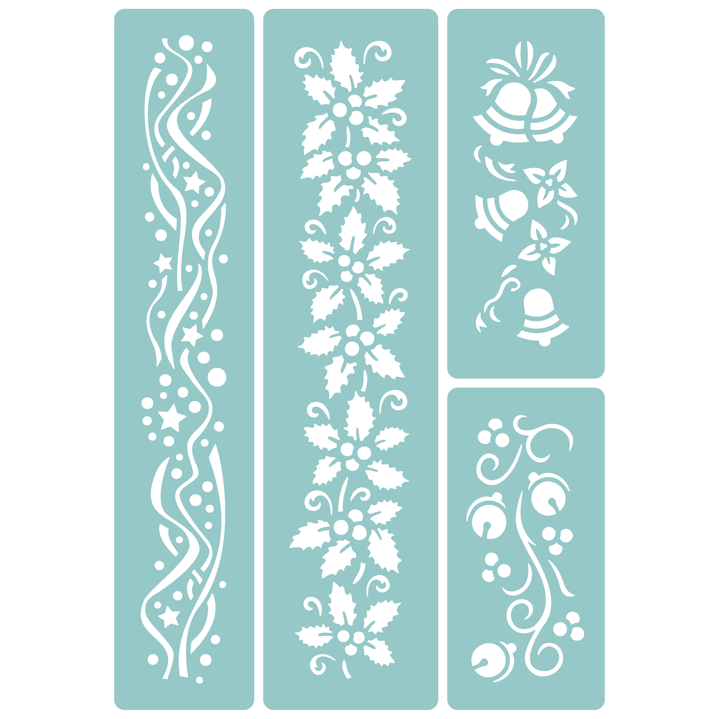 Reusable Stencil - Professional Quality - Christmas Borders #3 - Made in the UK - Low Adhesive - Blue Vinyl Material for Cardmaking, Canvas, Paper, Interior Decor, Layering
