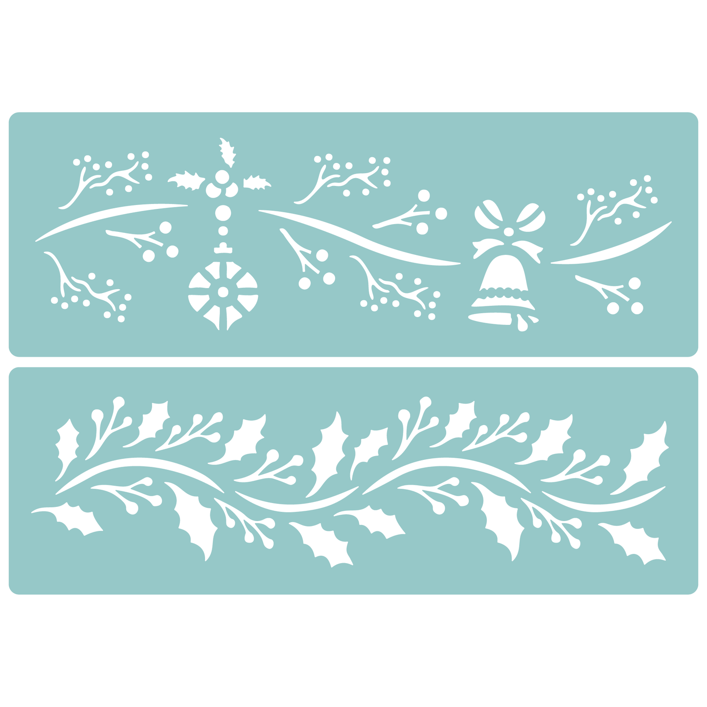 Reusable Stencil - Professional Quality - Christmas Borders #5 - Made in the UK - Low Adhesive - Blue Vinyl Material for Cardmaking, Canvas, Paper, Interior Decor, Layering