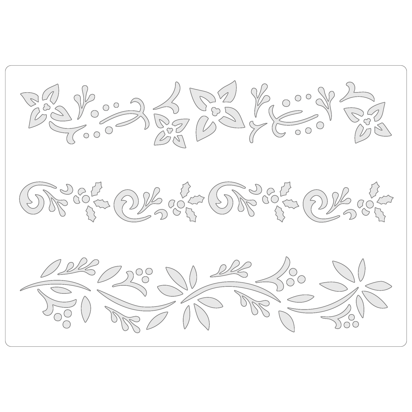 Reusable Stencil - Professional Quality - Christmas Borders #6 - Made in the UK - Food Safe Non Adhesive - White Laser Cut PET Material for Cakes, Cookies, Coffees, Serving Plates