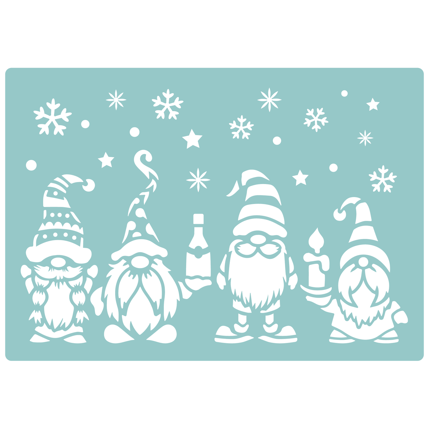 Reusable Stencil - Professional Quality - Christmas Gnomes #1 - Made in the UK - Low Adhesive - Blue Vinyl Material for Cardmaking, Canvas, Paper, Interior Decor, Layering