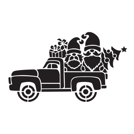 Reusable Stencil - Professional Quality - Christmas Gnomes #5 - Made in the UK - Food Safe Non Adhesive - White Laser Cut PET Material for Cakes, Cookies, Coffees, Serving Plates