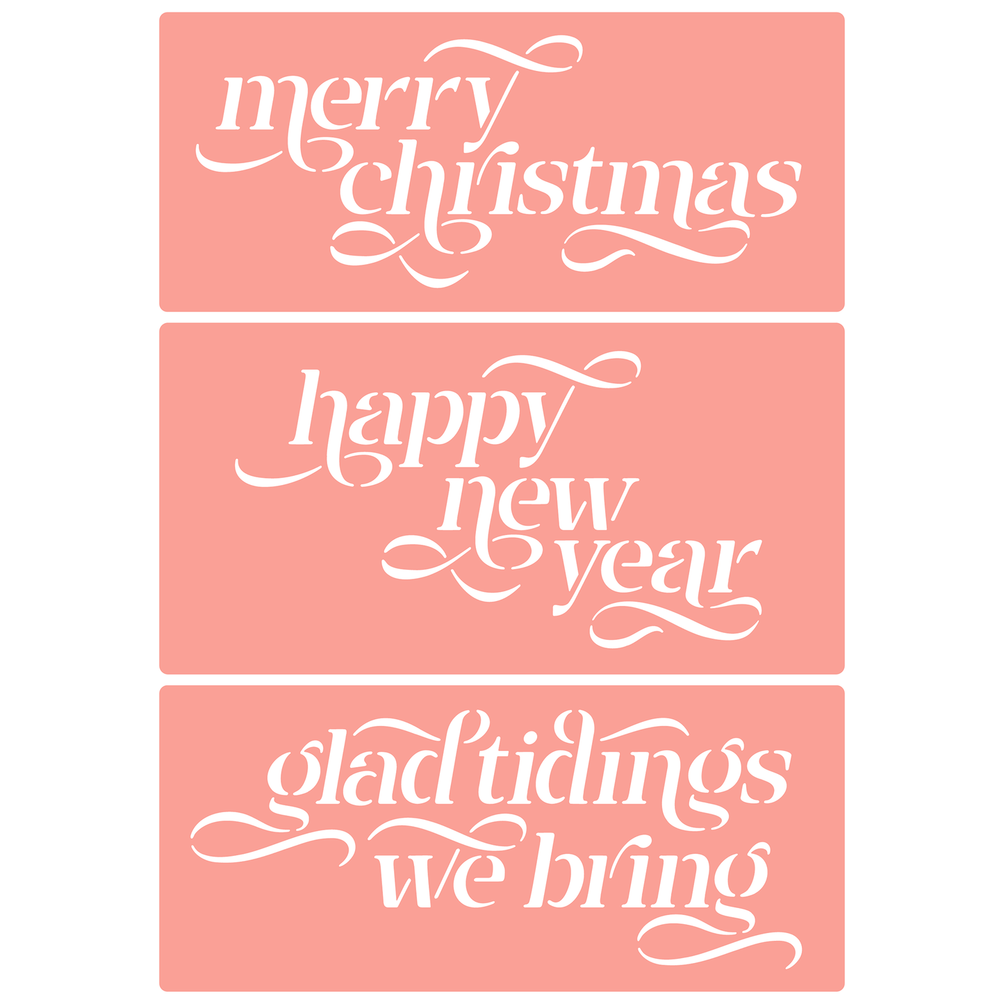 Reusable Stencil - Professional Quality - Christmas Greetings #1 - Made in the UK - High Adhesive - Pink Vinyl Material for Glass, Mirrors, Bottles, Tiles, Wood