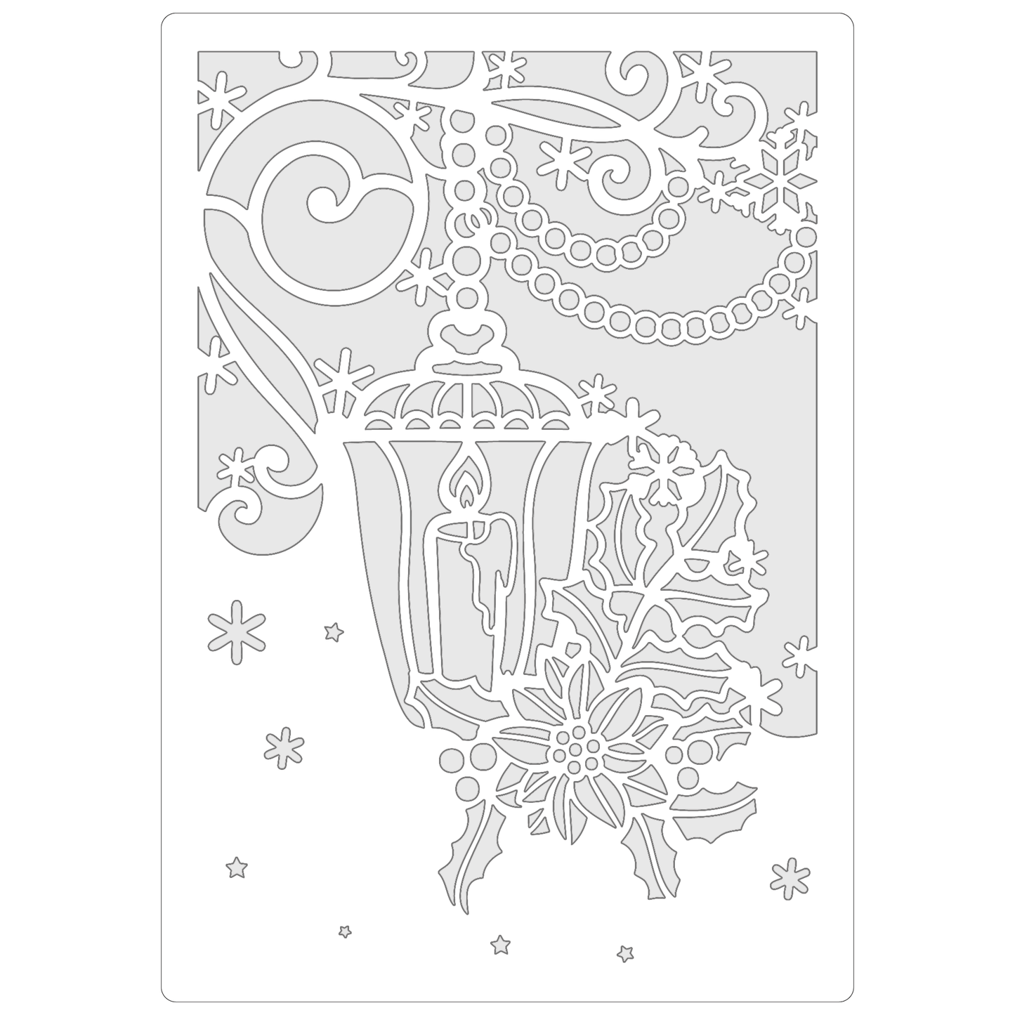 Reusable Stencil - Professional Quality - Christmas Lantern - Made in the UK - Food Safe Non Adhesive - White Laser Cut PET Material for Cakes, Cookies, Coffees, Serving Plates