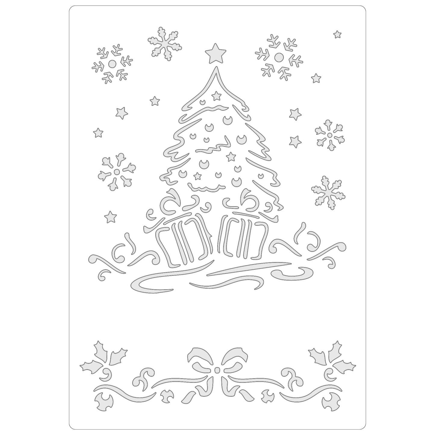 Reusable Stencil - Professional Quality - Christmas Tree #1 - Made in the UK - Food Safe Non Adhesive - White Laser Cut PET Material for Cakes, Cookies, Coffees, Serving Plates