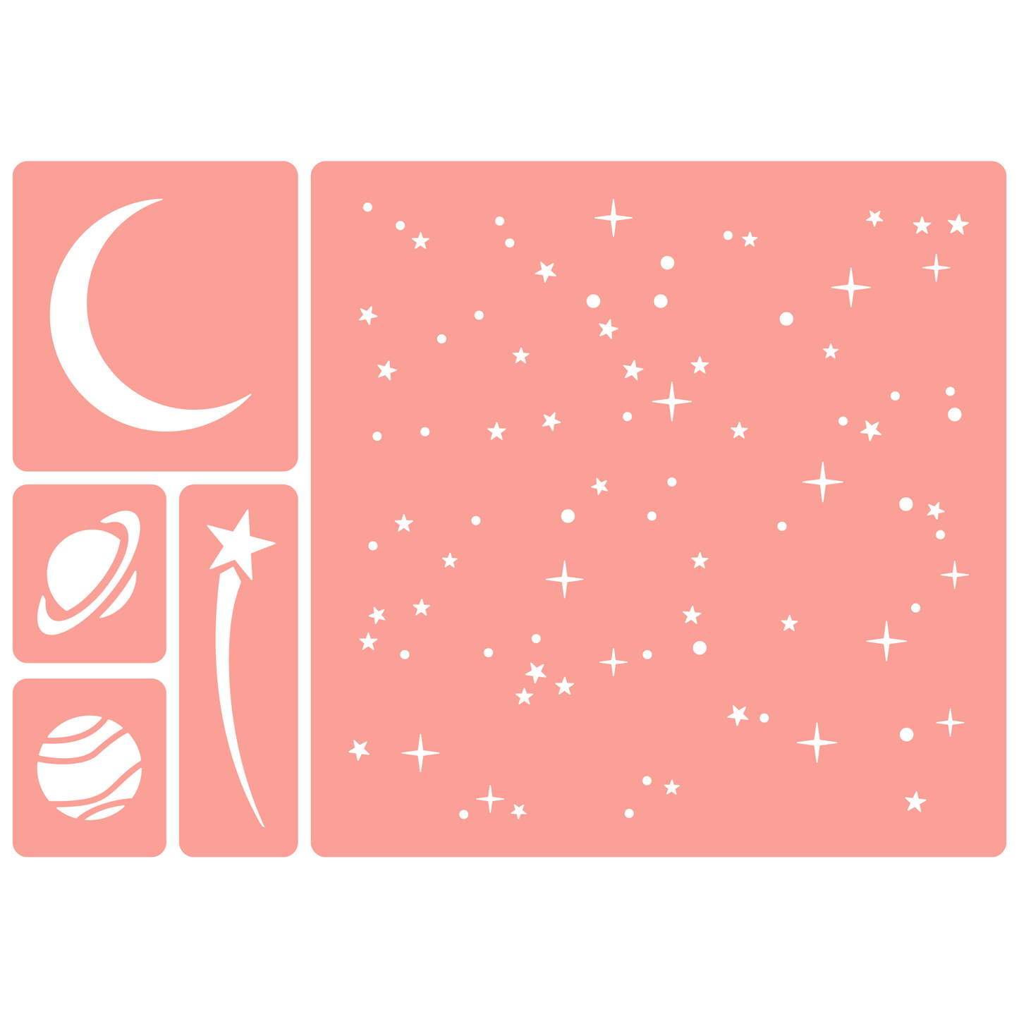 Reusable Stencil - Professional Quality - Cosmos Kit - Made in the UK - High Adhesive - Pink Vinyl Material for Glass, Mirrors, Bottles, Tiles, Wood