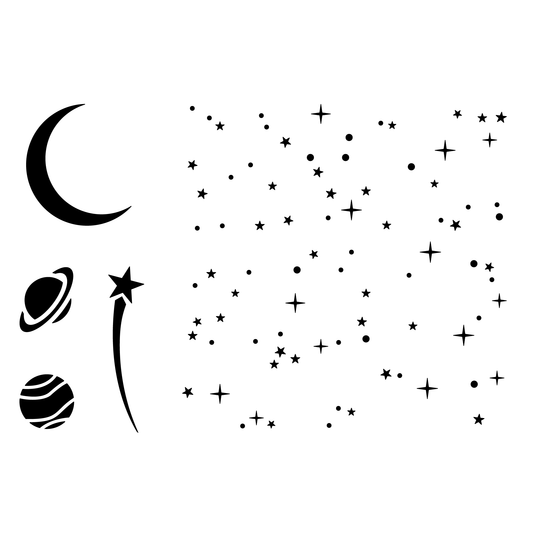 Reusable Stencil - Professional Quality - Cosmos Kit - Made in the UK - High Adhesive - Pink Vinyl Material for Glass, Mirrors, Bottles, Tiles, Wood