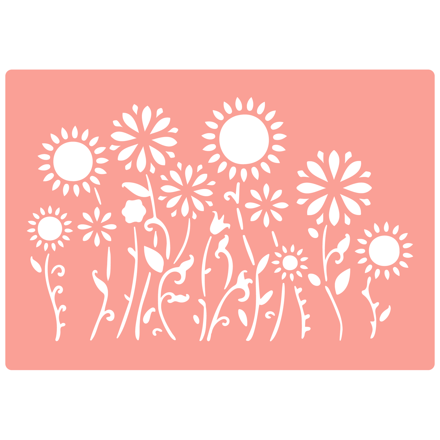 Reusable Stencil - Professional Quality - Crazy Sunflowers - Made in the UK - High Adhesive - Pink Vinyl Material for Glass, Mirrors, Bottles, Tiles, Wood