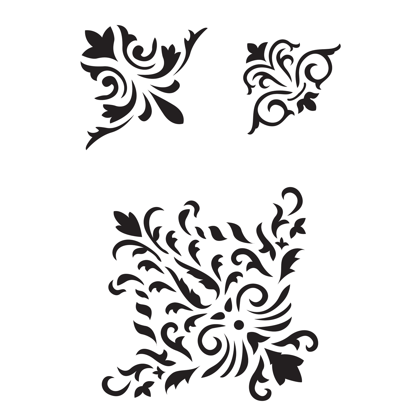Reusable Stencil - Professional Quality - Damask Corners #1 - Made in the UK - High Adhesive - Pink Vinyl Material for Glass, Mirrors, Bottles, Tiles, Wood