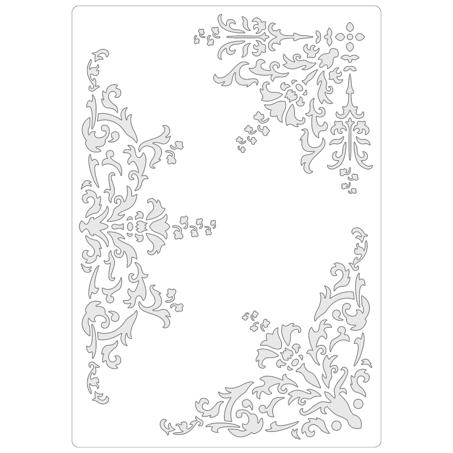 Reusable Stencil - Professional Quality - Damask Ornament Collection - Made in the UK - Food Safe Non Adhesive - White Laser Cut PET Material for Cakes, Cookies, Coffees, Serving Plates