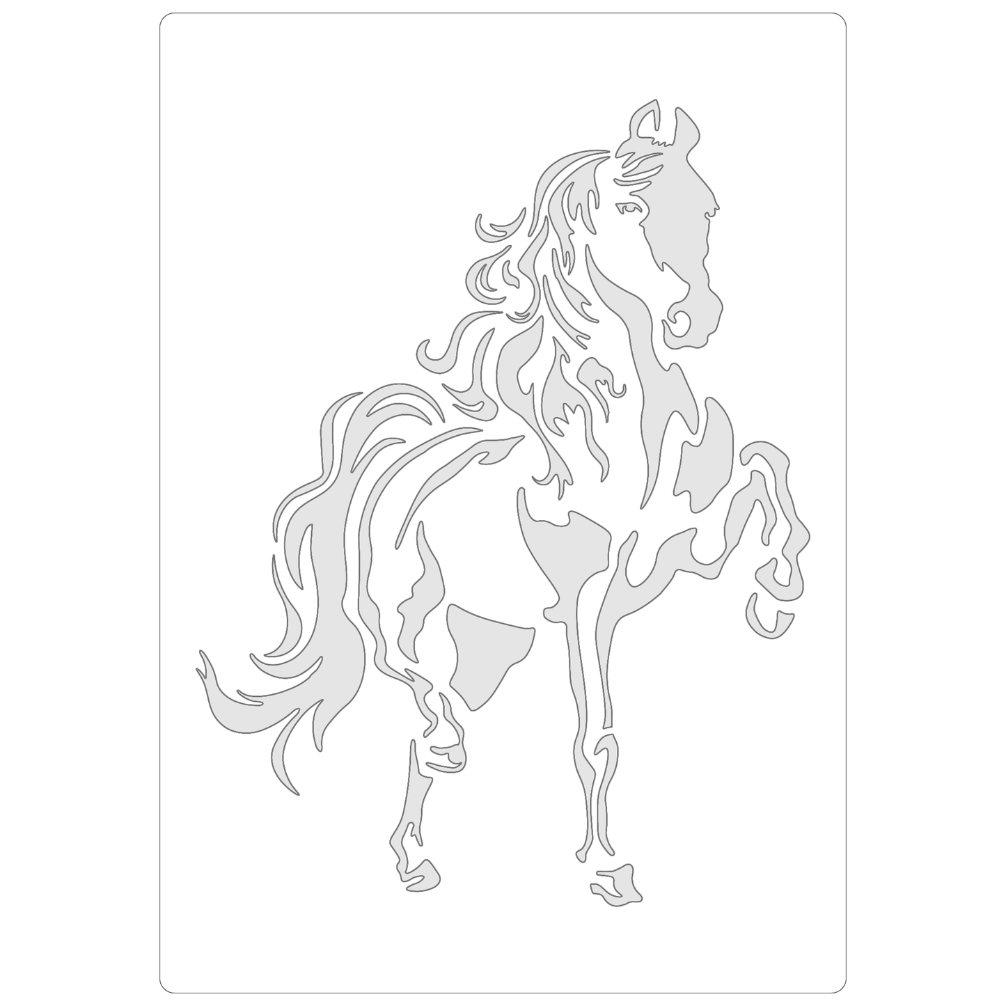 Reusable Stencil - Professional Quality - Dancing Horse - Made in the UK - Food Safe Non Adhesive - White Laser Cut PET Material for Cakes, Cookies, Coffees, Serving Plates