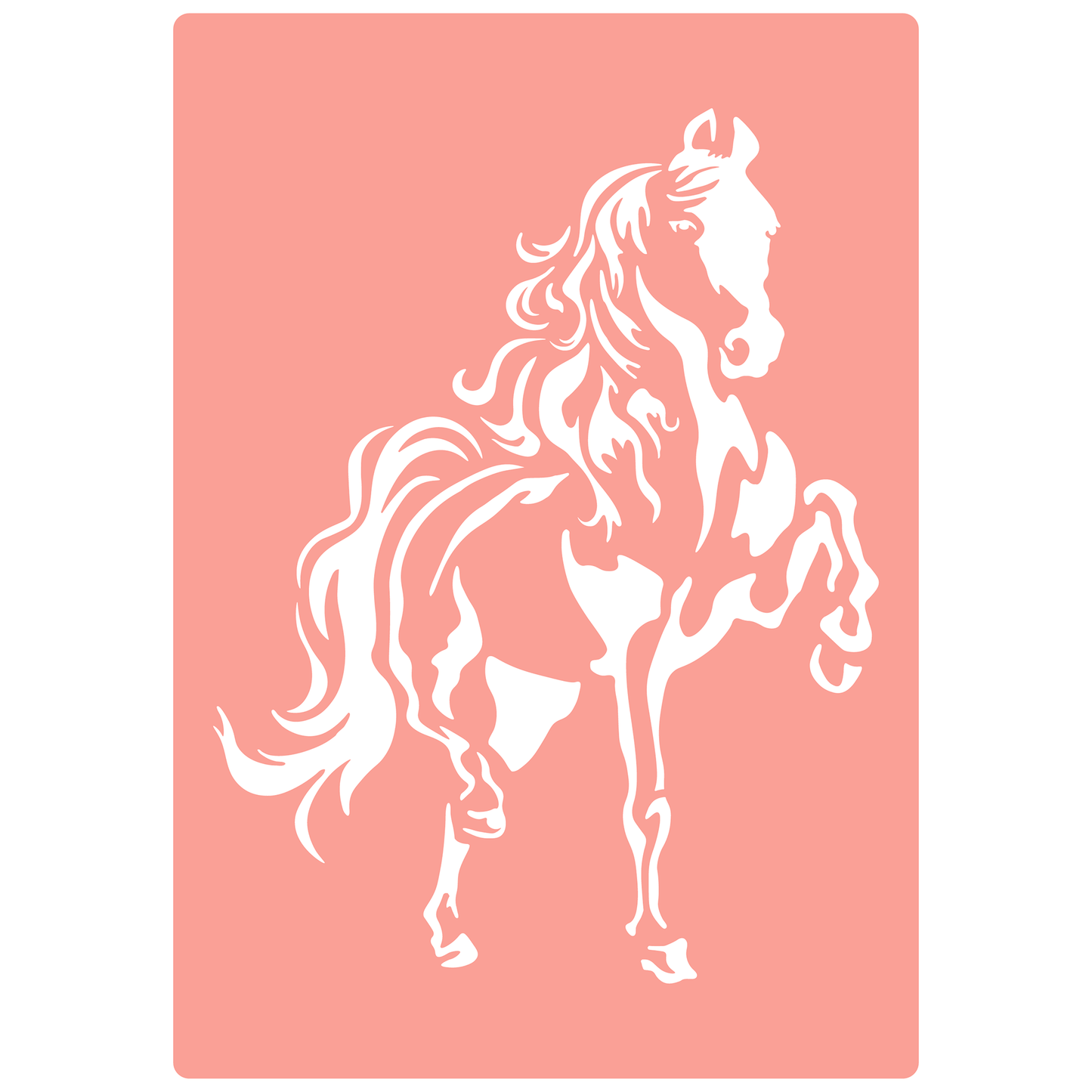 Reusable Stencil - Professional Quality - Dancing Horse - Made in the UK - High Adhesive - Pink Vinyl Material for Glass, Mirrors, Bottles, Tiles, Wood