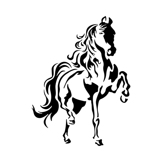 Reusable Stencil - Professional Quality - Dancing Horse - Made in the UK - Food Safe Non Adhesive - White Laser Cut PET Material for Cakes, Cookies, Coffees, Serving Plates