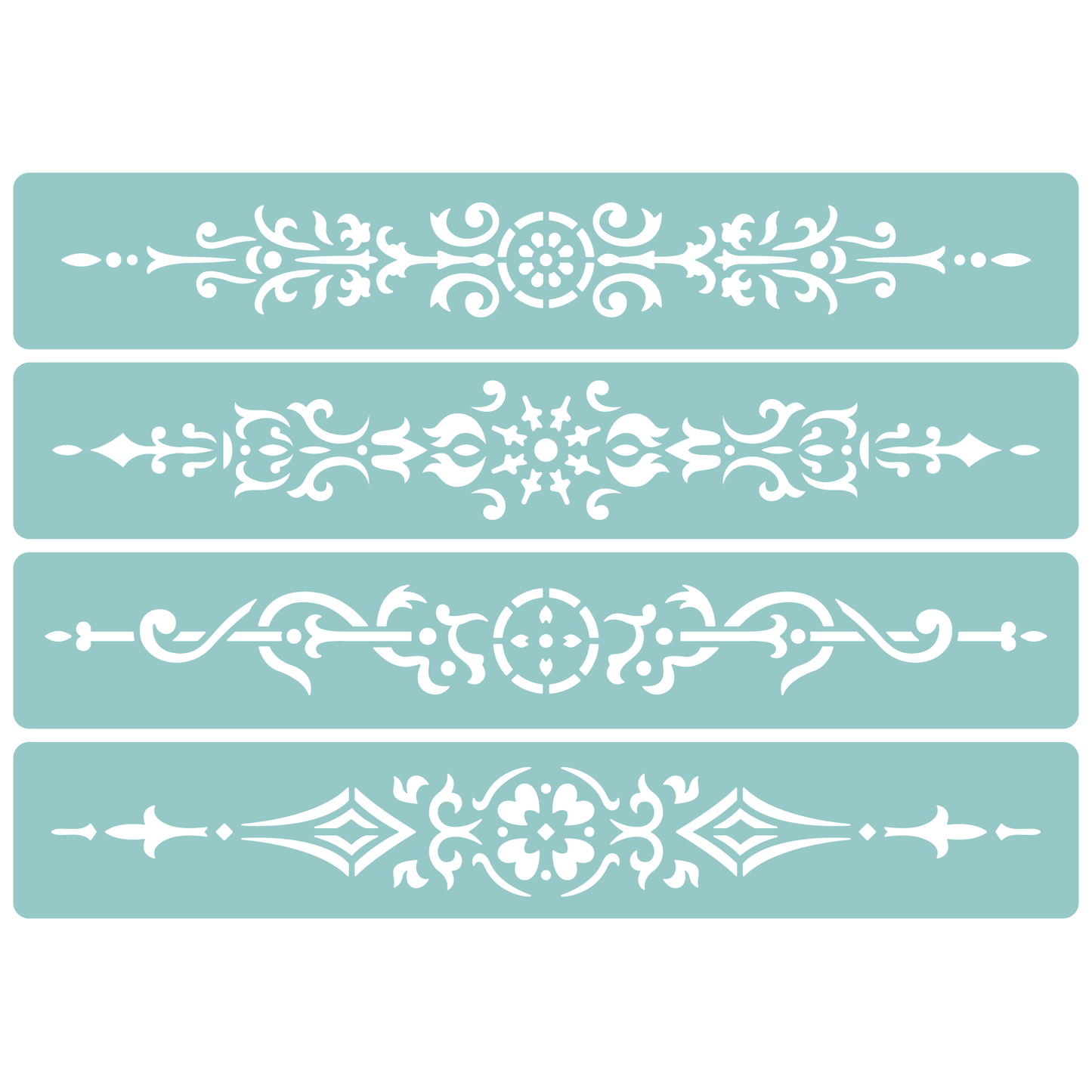 Reusable Stencil - Professional Quality - Decorative Border Collection #1 - Made in the UK - Low Adhesive - Blue Vinyl Material for Cardmaking, Canvas, Paper, Interior Decor, Layering