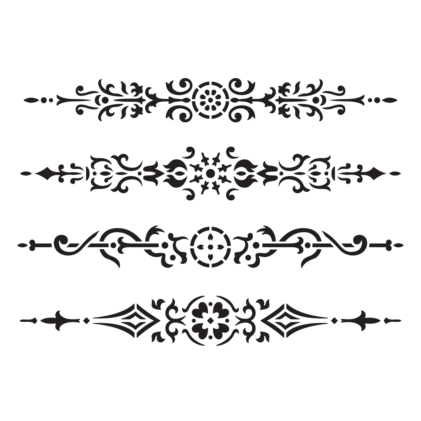 Reusable Stencil - Professional Quality - Decorative Border Collection #1 - Made in the UK - Low Adhesive - Blue Vinyl Material for Cardmaking, Canvas, Paper, Interior Decor, Layering