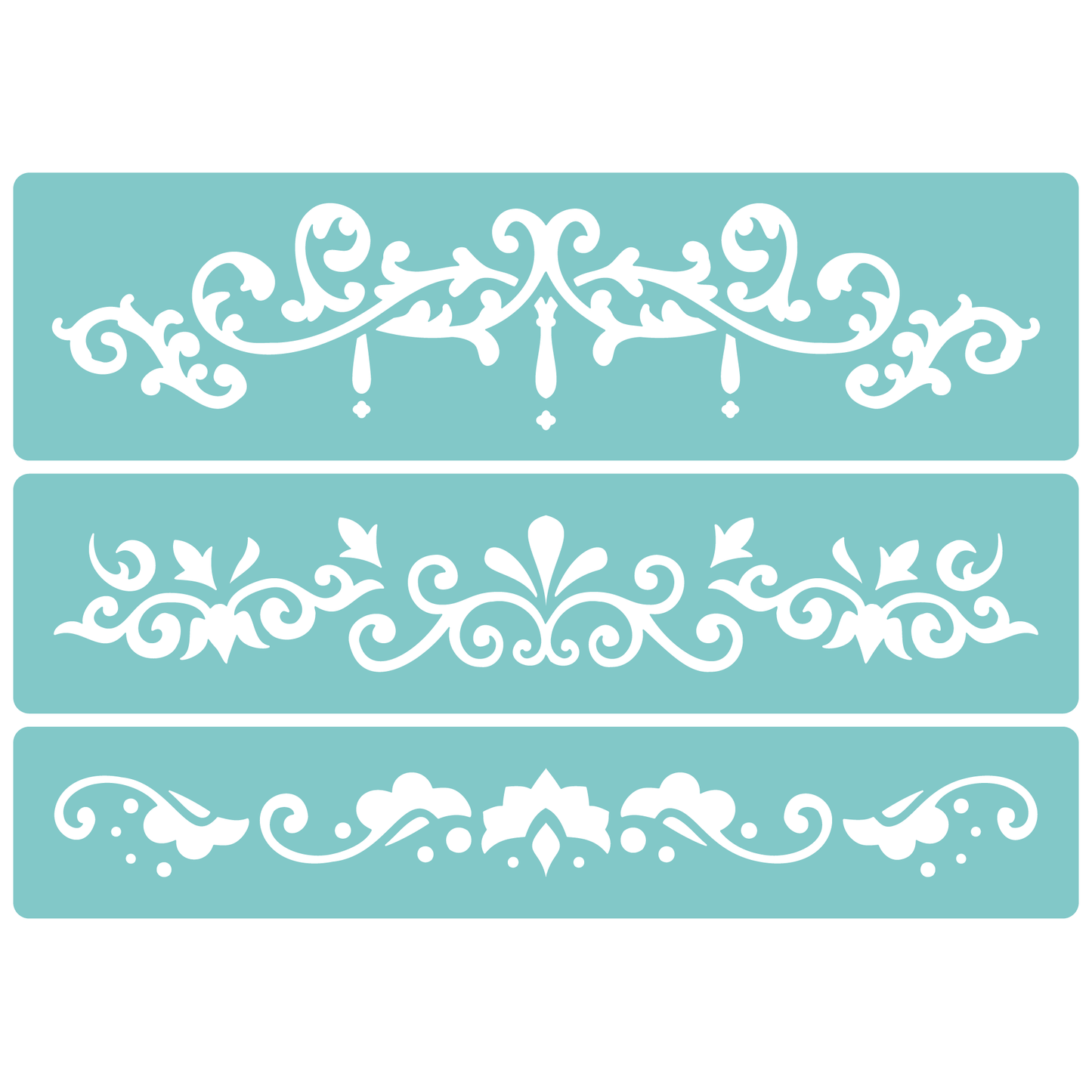 Reusable Stencil - Professional Quality - Decorative Border Collection #2 - Made in the UK - Low Adhesive - Blue Vinyl Material for Cardmaking, Canvas, Paper, Interior Decor, Layering