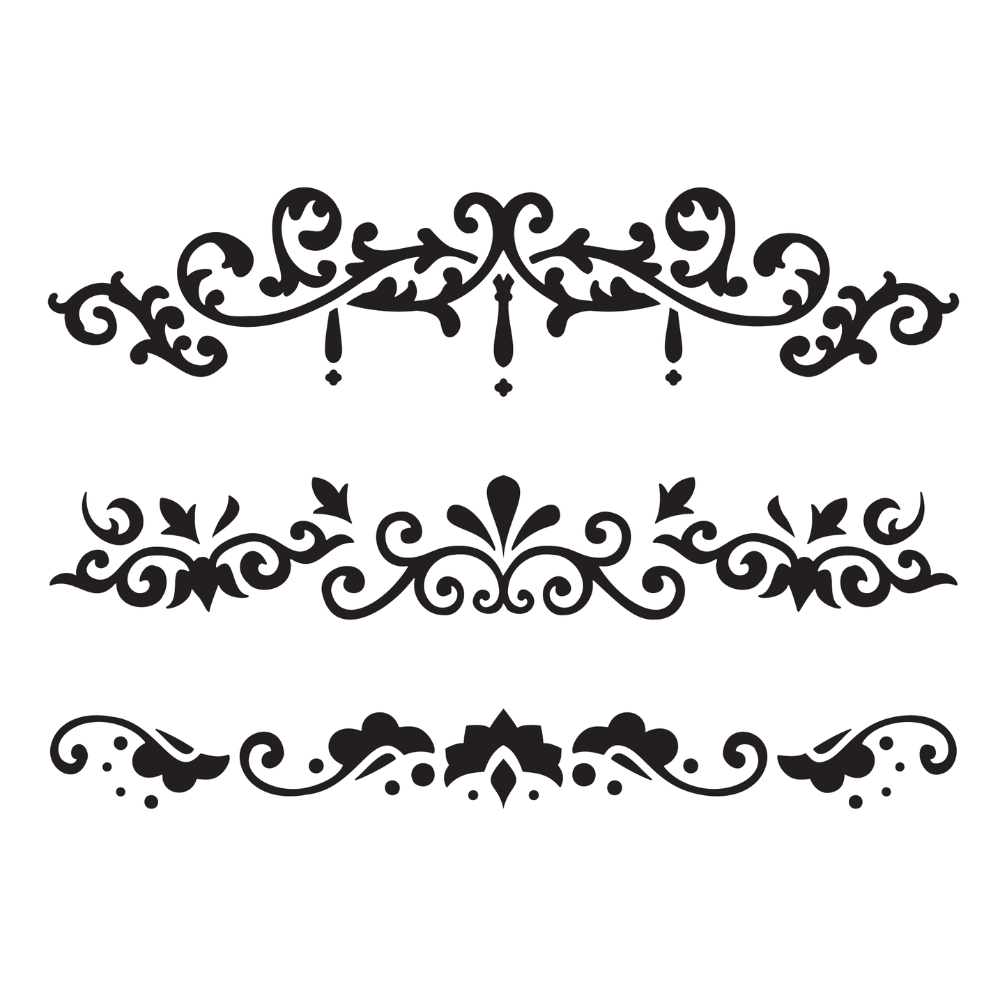 Reusable Stencil - Professional Quality - Decorative Border Collection #2 - Made in the UK - Food Safe Non Adhesive - White Laser Cut PET Material for Cakes, Cookies, Coffees, Serving Plates