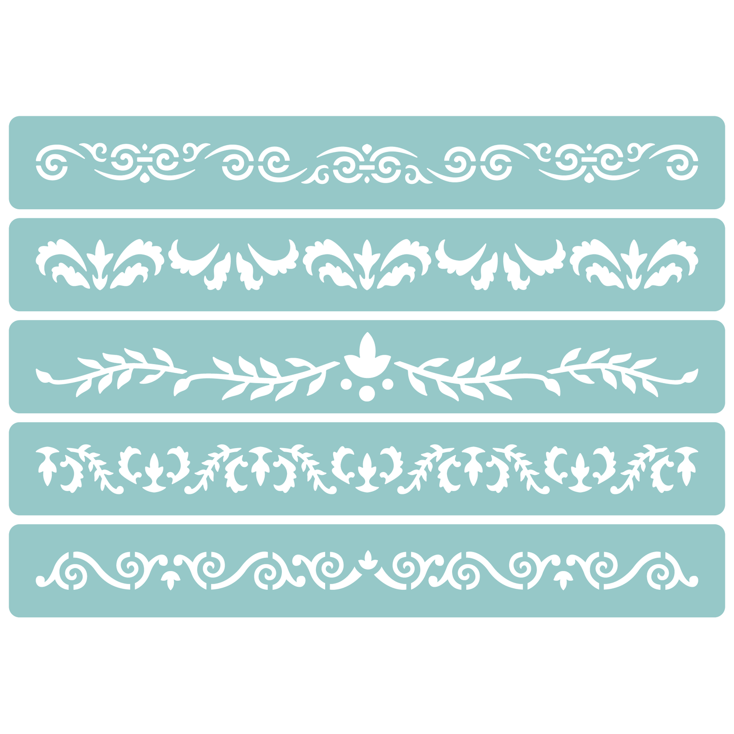 Reusable Stencil - Professional Quality - Decorative Border Collection #3 - Made in the UK - Low Adhesive - Blue Vinyl Material for Cardmaking, Canvas, Paper, Interior Decor, Layering