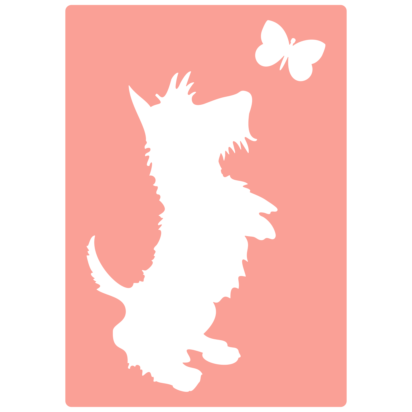 Reusable Stencil - Professional Quality - Dog & Butterfly - Made in the UK - High Adhesive - Pink Vinyl Material for Glass, Mirrors, Bottles, Tiles, Wood