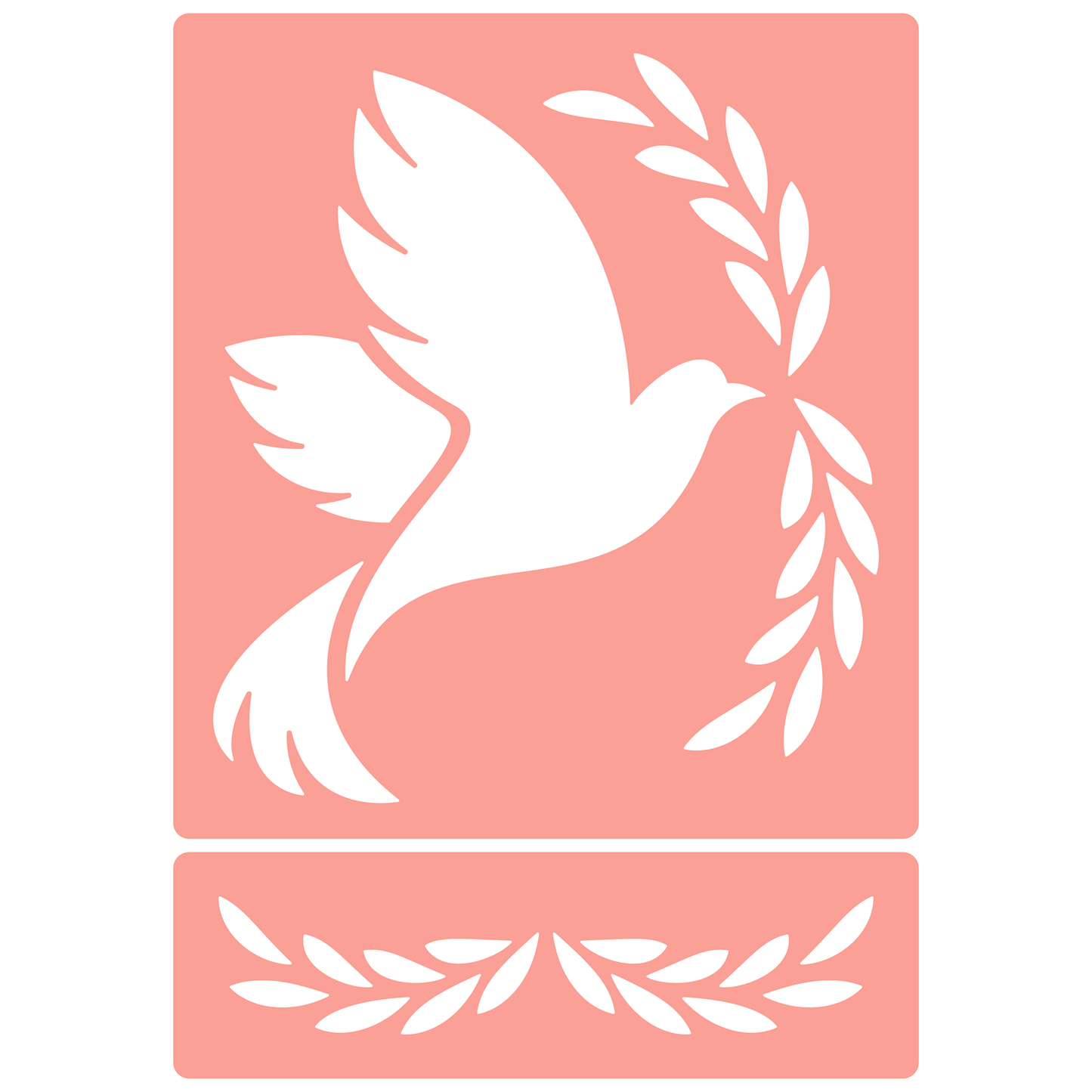 Reusable Stencil - Professional Quality - Dove & Olive Branch - Made in the UK - High Adhesive - Pink Vinyl Material for Glass, Mirrors, Bottles, Tiles, Wood
