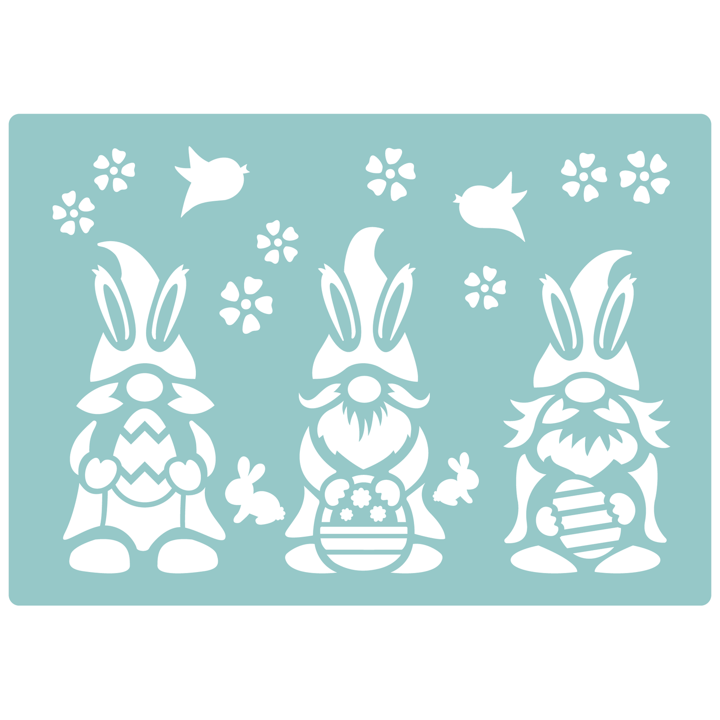 Reusable Stencil - Professional Quality - Easter Gnomes #1 - Made in the UK - Low Adhesive - Blue Vinyl Material for Cardmaking, Canvas, Paper, Interior Decor, Layering