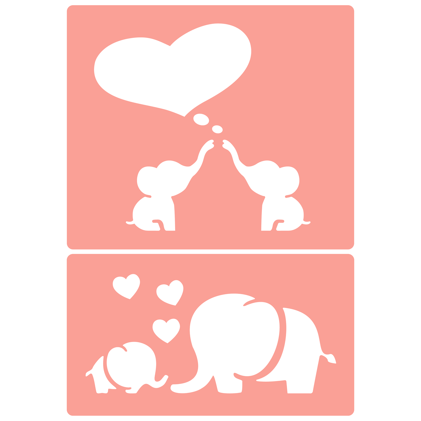 Reusable Stencil - Professional Quality - Elephants Never Forget - Made in the UK - High Adhesive - Pink Vinyl Material for Glass, Mirrors, Bottles, Tiles, Wood