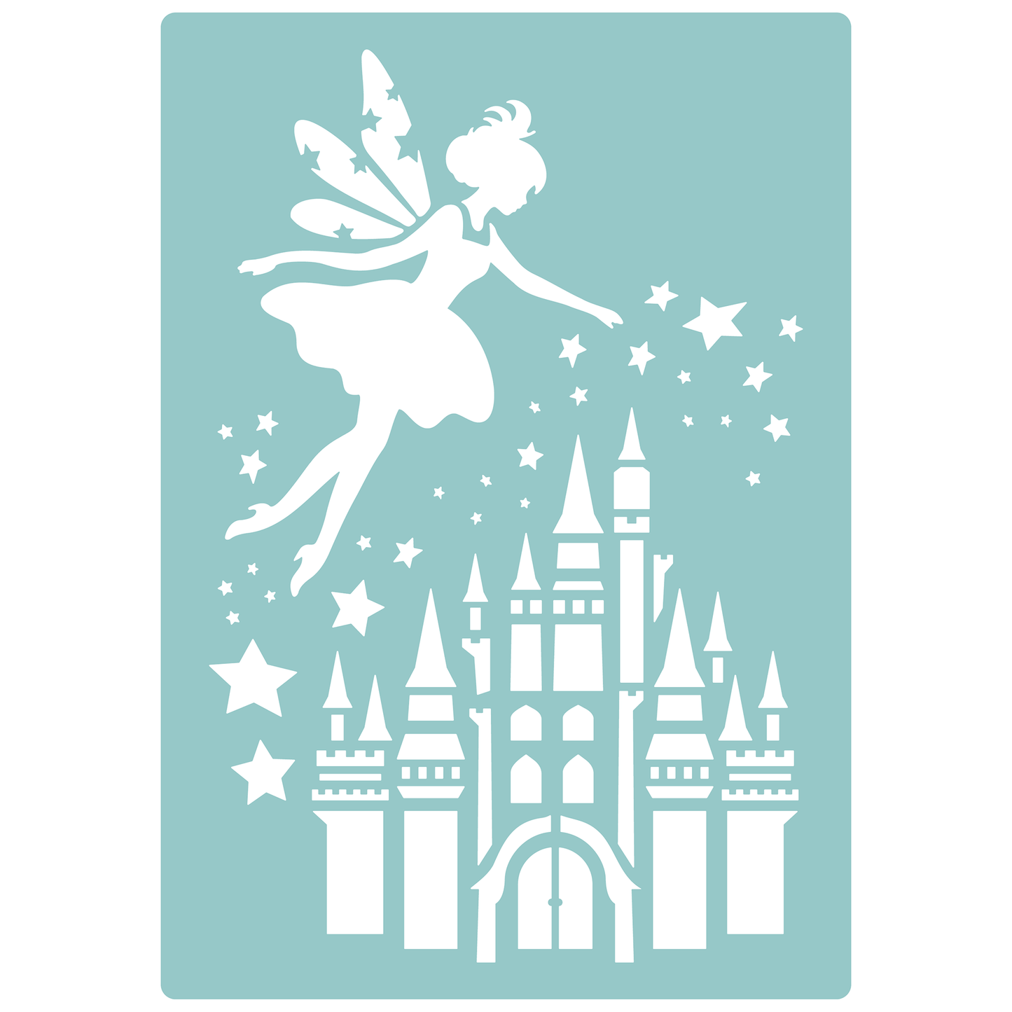 Reusable Stencil - Professional Quality - Fairytale Castle - Made in the UK - Low Adhesive - Blue Vinyl Material for Cardmaking, Canvas, Paper, Interior Decor, Layering