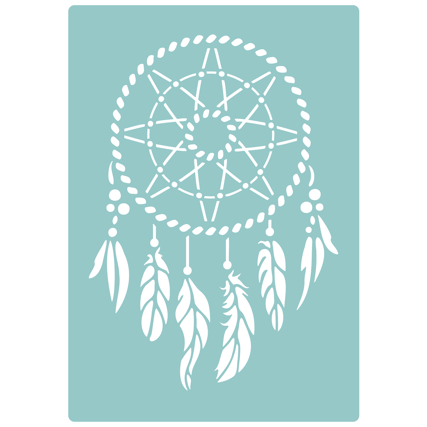 Reusable Stencil - Professional Quality - Feather Dreamcatcher - Made in the UK - Low Adhesive - Blue Vinyl Material for Cardmaking, Canvas, Paper, Interior Decor, Layering