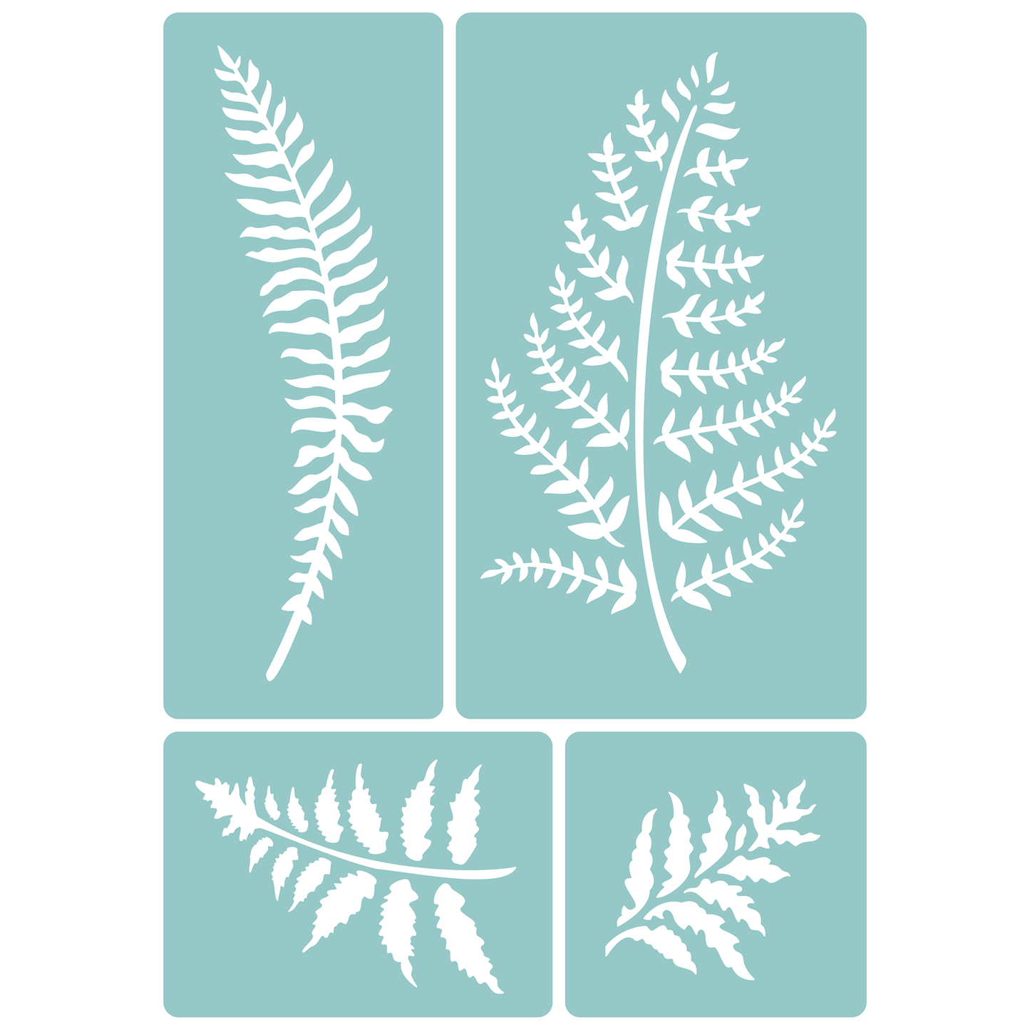 Reusable Stencil - Professional Quality - Fern Collection #1 - Made in the UK - Low Adhesive - Blue Vinyl Material for Cardmaking, Canvas, Paper, Interior Decor, Layering