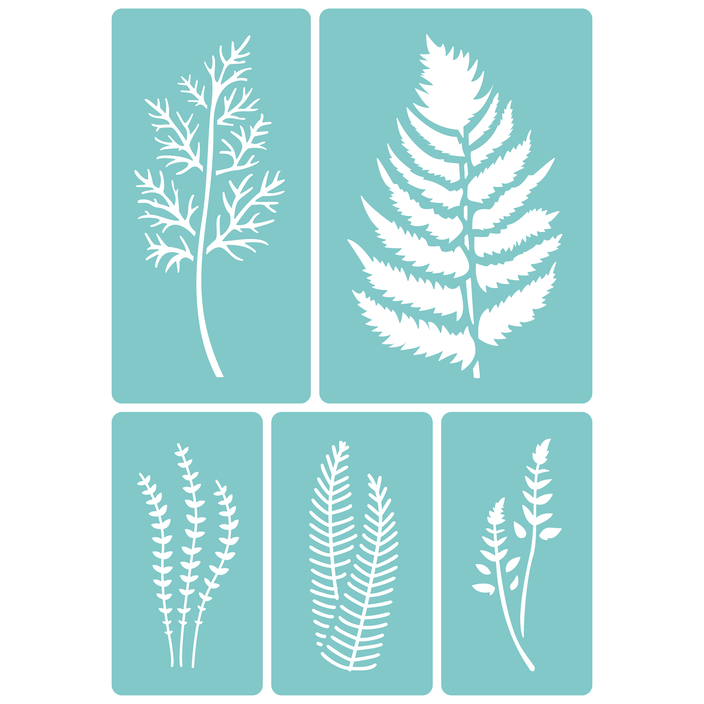 Reusable Stencil - Professional Quality - Fern Collection #2 - Made in the UK - Low Adhesive - Blue Vinyl Material for Cardmaking, Canvas, Paper, Interior Decor, Layering
