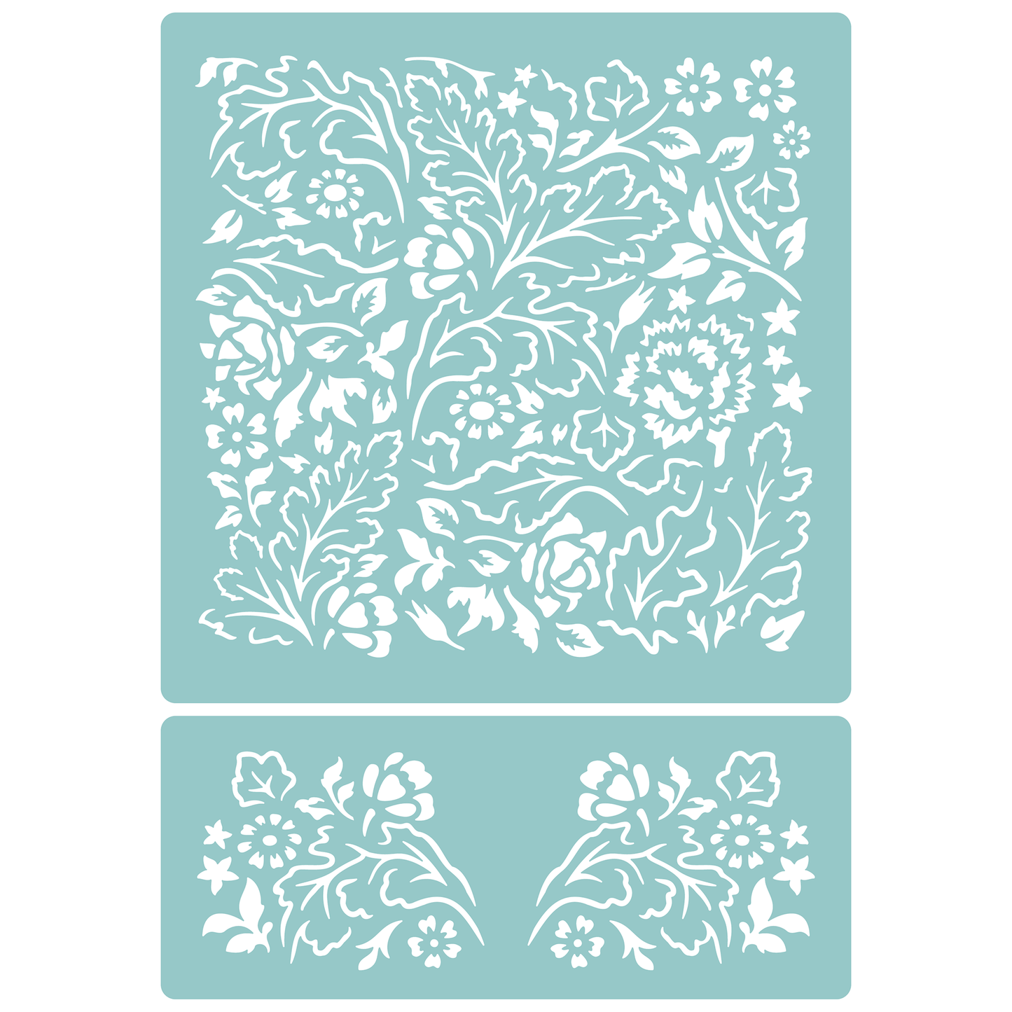 Reusable Stencil - Professional Quality - Flowers & Leaves Background - Made in the UK - Low Adhesive - Blue Vinyl Material for Cardmaking, Canvas, Paper, Interior Decor, Layering