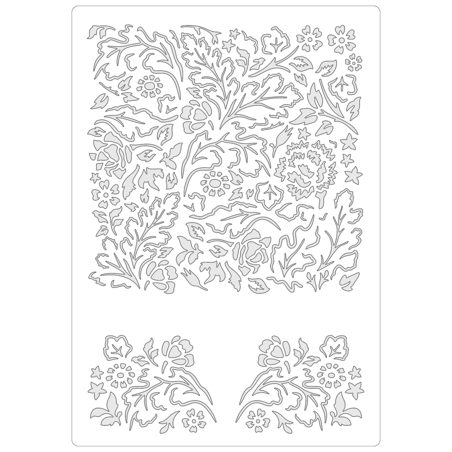 Reusable Stencil - Professional Quality - Flowers & Leaves Background - Made in the UK - Food Safe Non Adhesive - White Laser Cut PET Material for Cakes, Cookies, Coffees, Serving Plates